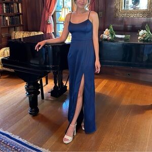 Xscape Royal Blue Maxi Satin Dress